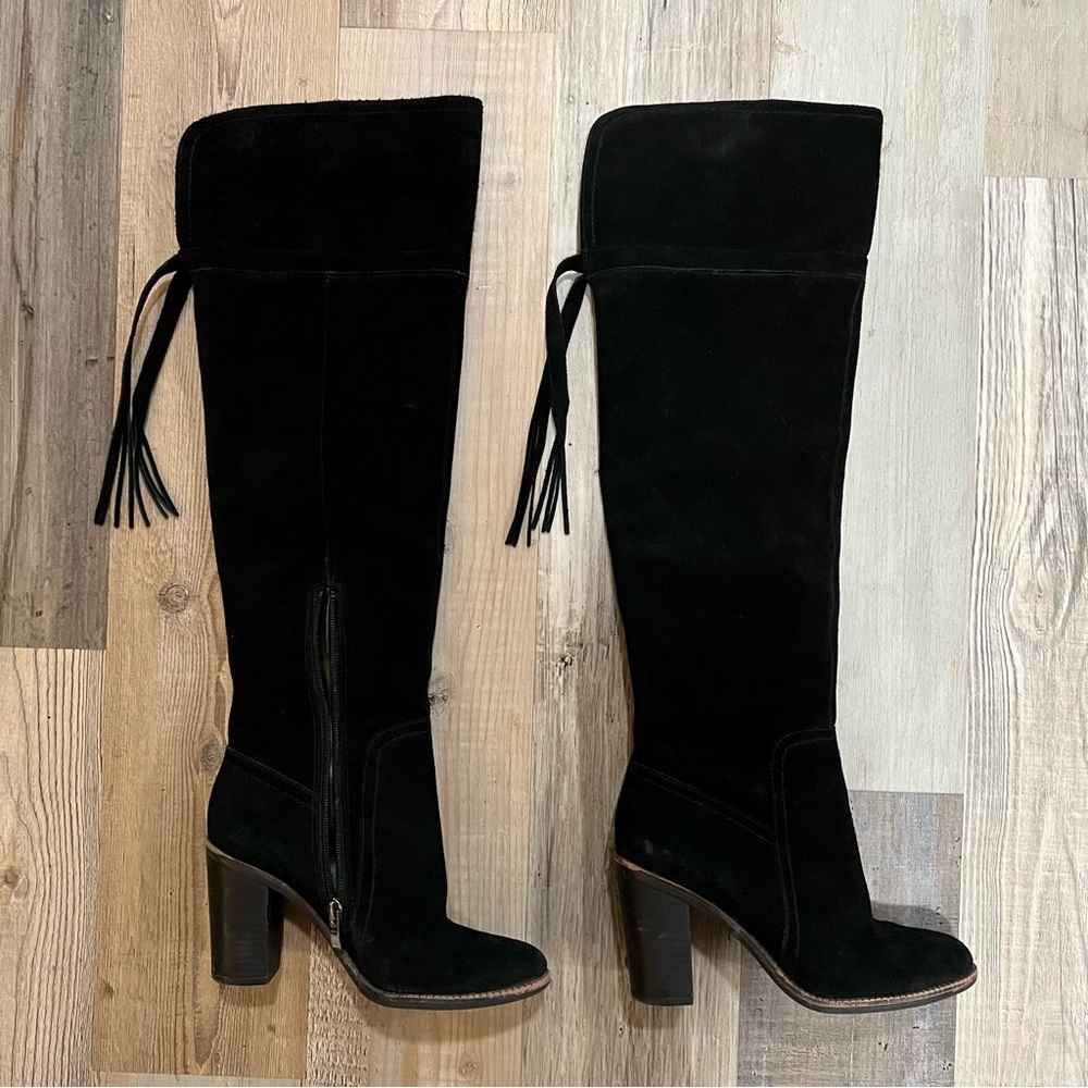 Black real suede tall boots 👢 like new Franco Sarto 7 - Picture 3 of 6